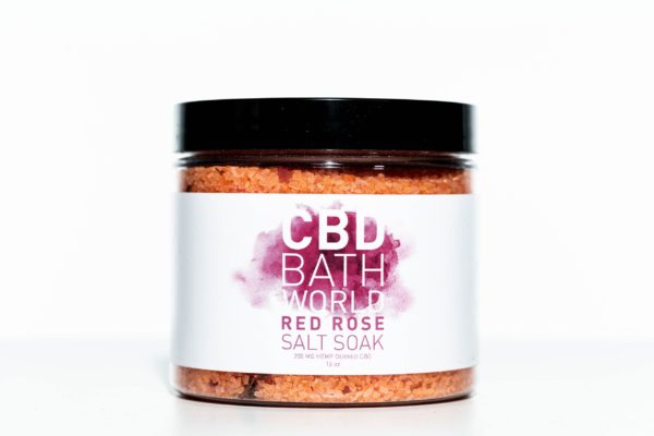 CBD Bath World Salt Soaks - Red Rose - 200MG 16oz